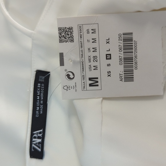 NEW Zara Satin Mini Dress White M wedding party cocktail preppy sexy victorian - Picture 7 of 9